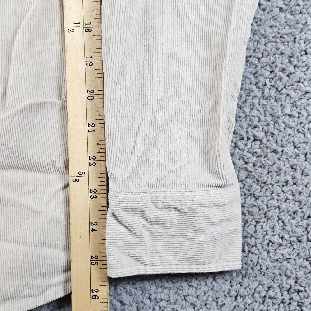 J Crew Shirt Mens Medium Beige Corduroy Classic Fit Long Sleeve Pockets Workwear
